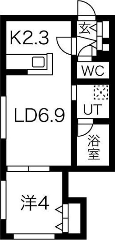 ALEGRIA月寒中央(1LDK/1階)の間取り写真