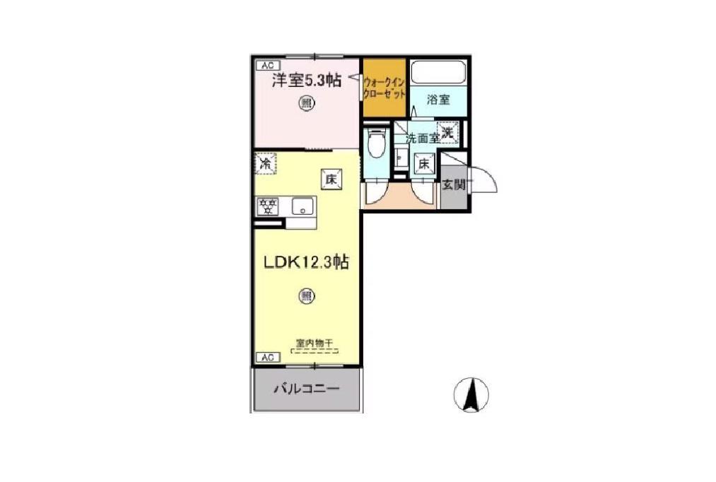 エウレカ玉名駅前(1SLDK/2階)の間取り写真
