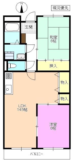 ANSOLEILLE A(2LDK/3階)の間取り写真
