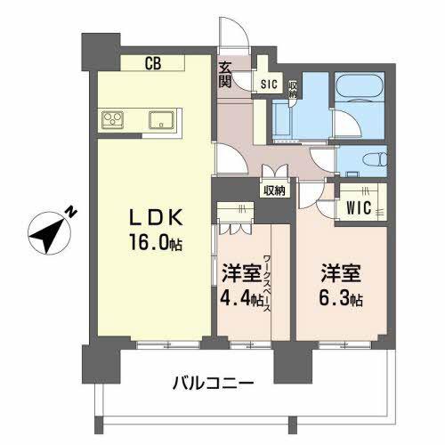グランドメゾン池下ザ・タワー(2LDK/8階)の間取り写真