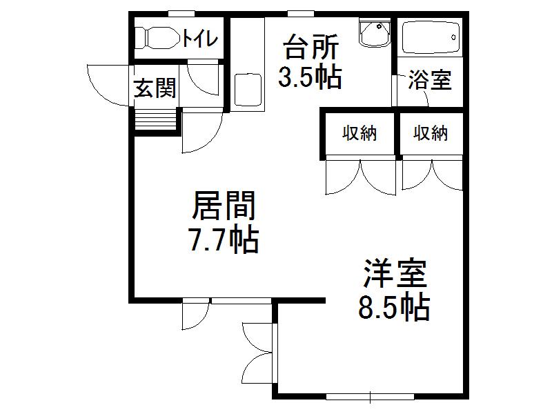 ピースフルタウン メガミ(1DK/1階)の間取り写真