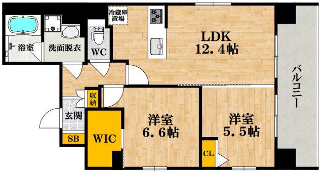 ふぁみーゆ夕陽ケ丘(2LDK/12階)の間取り写真