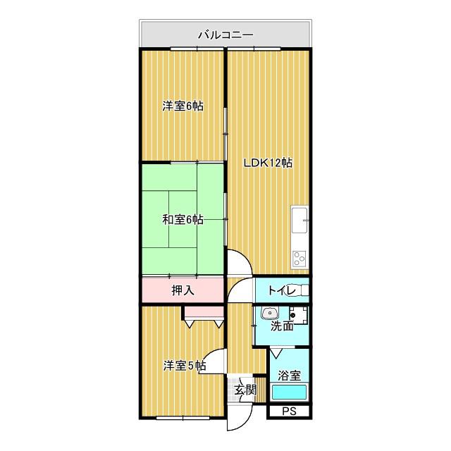 シャンポールものべ(3LDK/3階)の間取り写真