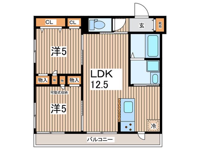 VENT VERT(2LDK/2階)の間取り写真