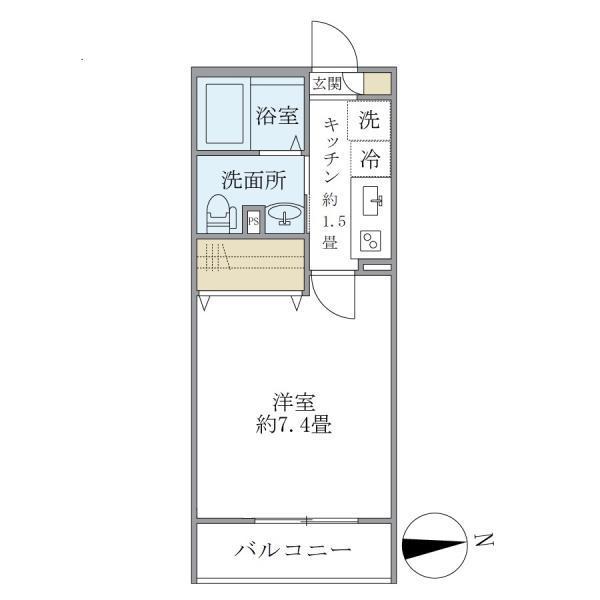 エルスタンザ綾瀬1丁目(1K/2階)の間取り写真