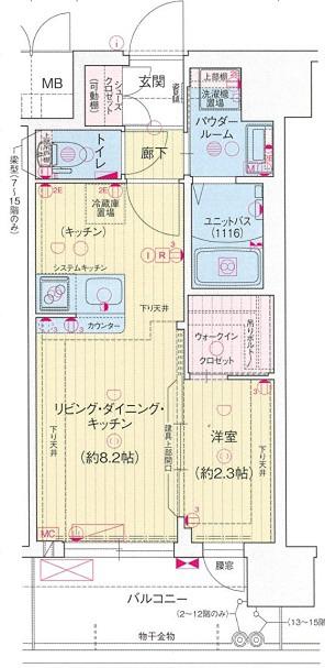 プレリスNEO大阪十三エルヴィオン(1LDK/6階)の間取り写真