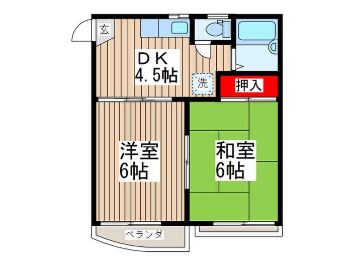 コーポ神山(2DK/2階)の間取り写真