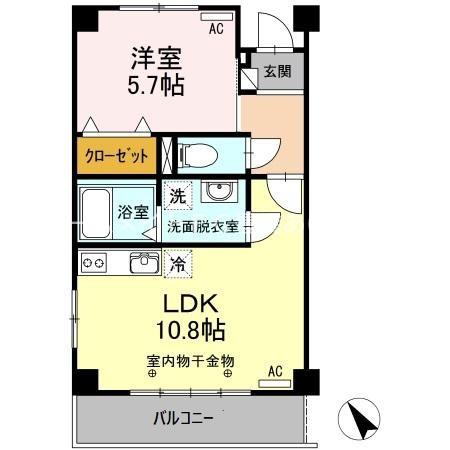 ライフパーク・ユニゾン(1LDK/3階)の間取り写真