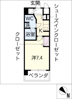 セノアタワー泉(1K/14階)の間取り写真
