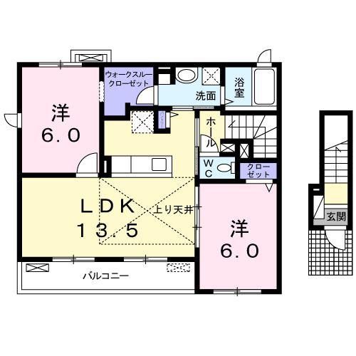 ジョアニーナ(2LDK/2階)の間取り写真