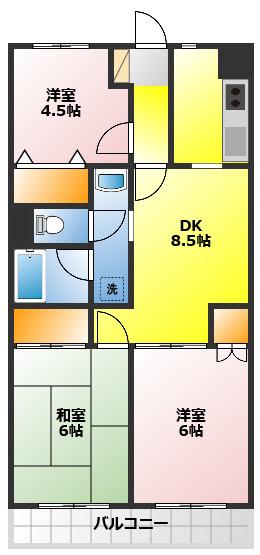 ドリーミー静(3DK/1階)の間取り写真