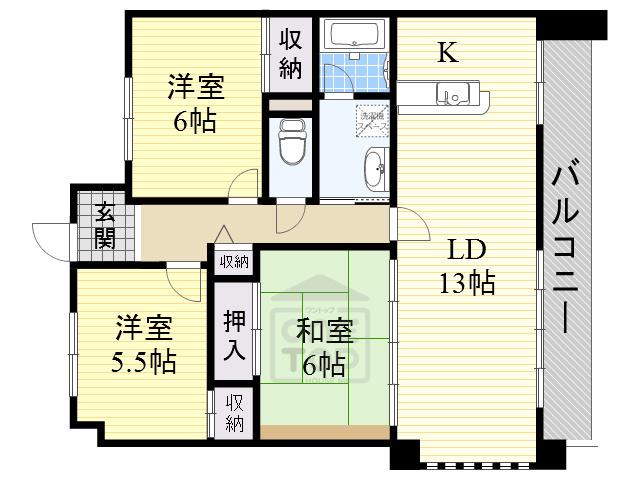エステート松尾Ⅲ(3LDK/2階)の間取り写真