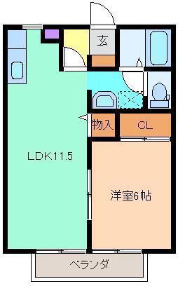 ハイツINC E(1LDK/2階)の間取り写真
