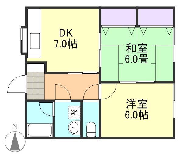 ベルフルール(2DK/1階)の間取り写真