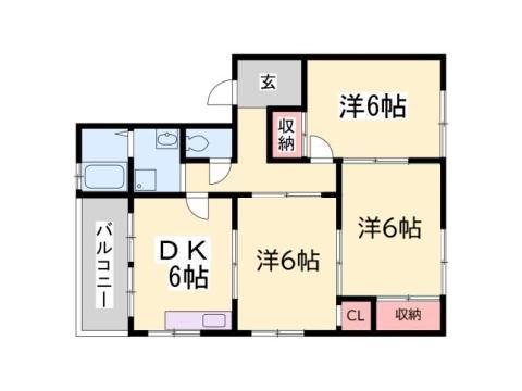 ユーガーデン(3DK/3階)の間取り写真