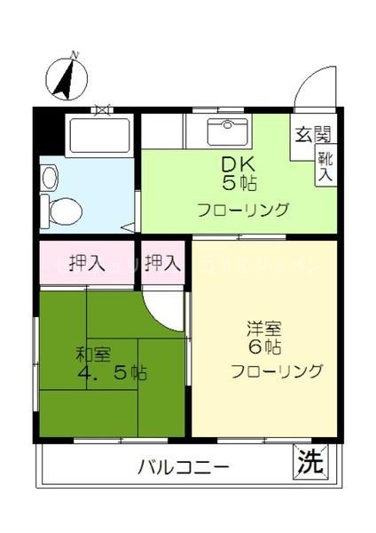 ハイムカツミ(2DK/4階)の間取り写真