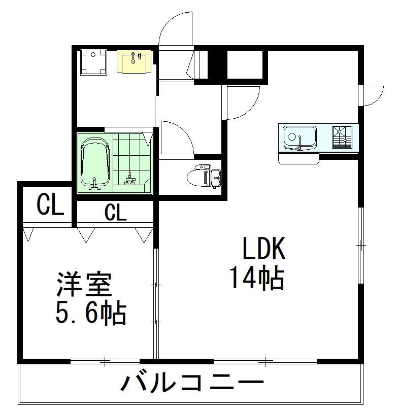 プラネット(1LDK/2階)の間取り写真