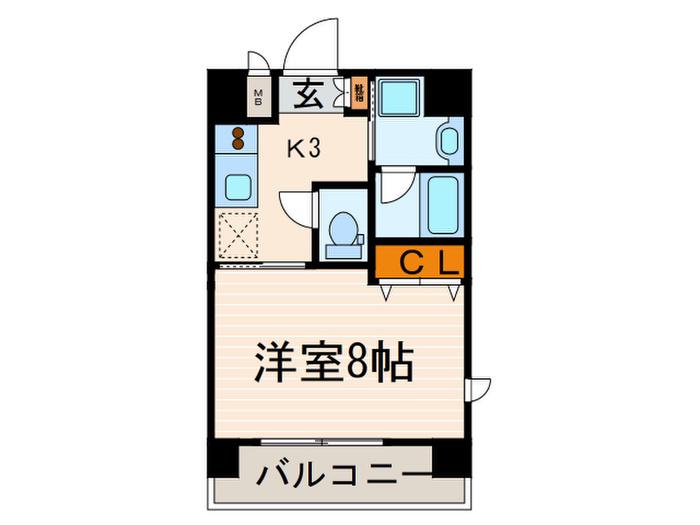 アスヴェル京都四条烏丸(1K/2階)の間取り写真