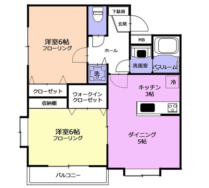 レガシーエーケー(2DK/2階)の間取り写真