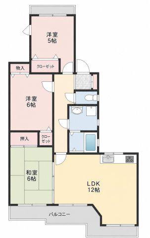 クリスタルパレス東船橋(3LDK/2階)の間取り写真