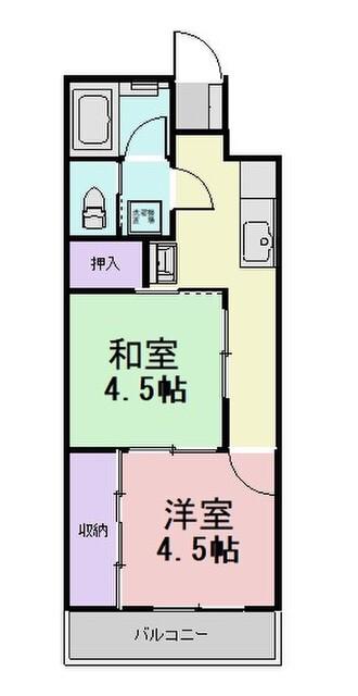 シャルマン島野(2K/2階)の間取り写真