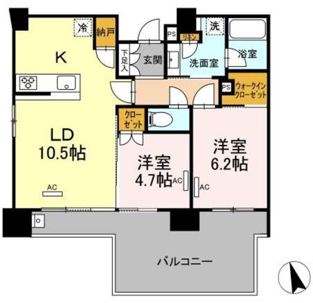 セントラルレジデンス東中野(2LDK/6階)の間取り写真