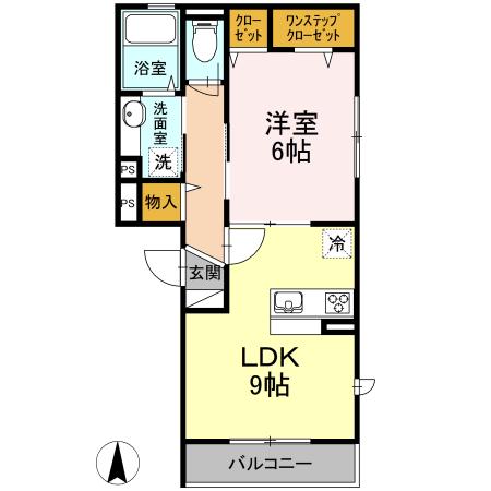イーストAVENUEB(1LDK/3階)の間取り写真