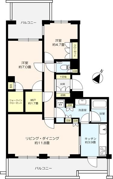 パティオス3番街(2LDK/4階)の間取り写真