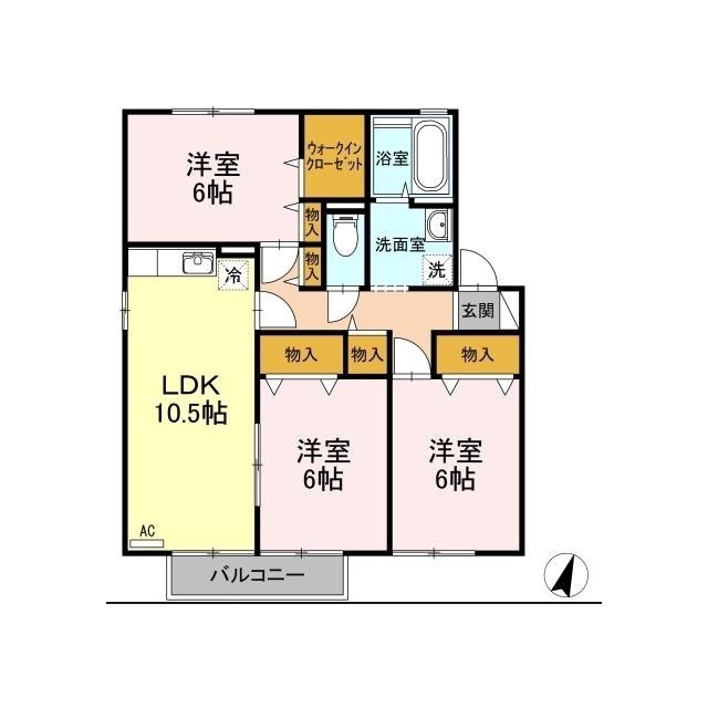 D-ROOMパレス.ボナール23 B(3LDK/1階)の間取り写真
