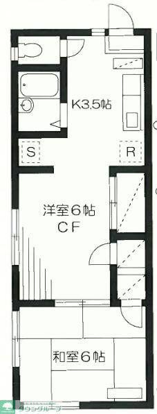 荏原ハイツ(2K/1階)の間取り写真