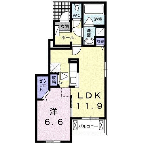 クレアンジュ ニーナII(1LDK/1階)の間取り写真