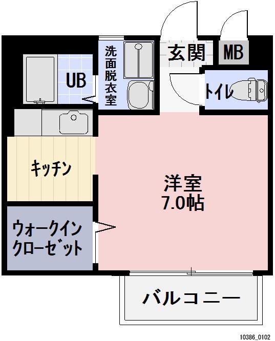 ジュネスブライトンB(1K/2階)の間取り写真