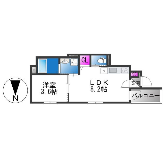 YUMAISON ウエスト(1LDK/2階)の間取り写真