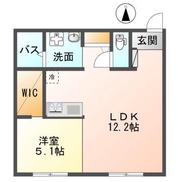 フォルテッツア城南(1LDK/1階)の間取り写真