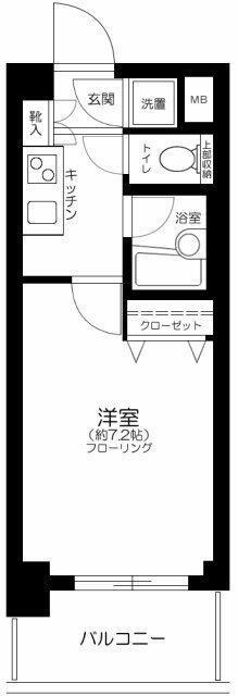 パレステュディオ日本橋浜町駅前(1K/2階)の間取り写真