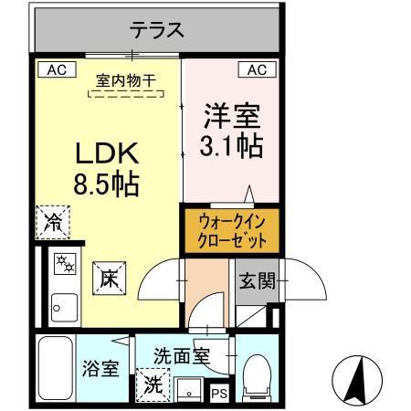 クローネ湘南(1LDK/2階)の間取り写真