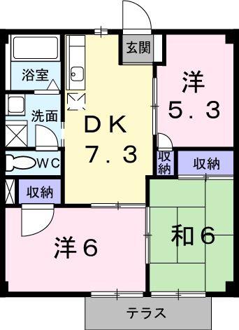 メゾンドオオタII(3DK/1階)の間取り写真