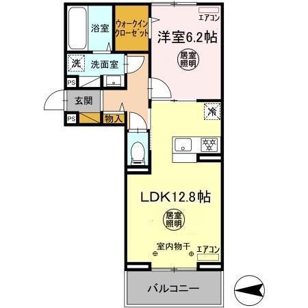 FERRO PALAZZO D棟(1LDK/2階)の間取り写真