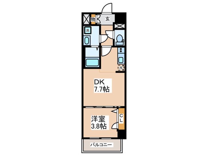 近鉄南大阪線 高鷲駅 徒歩11分 7階建 築3年(1DK/6階)の間取り写真