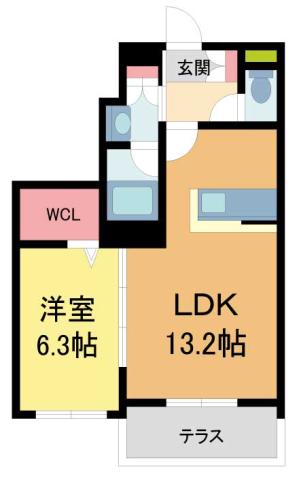 スリーゼ夙川(1LDK/1階)の間取り写真