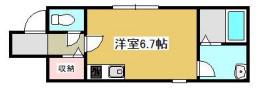 ピース西井ノ口(ワンルーム/1階)の間取り写真