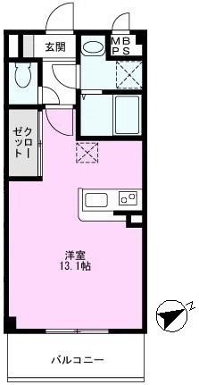 アルビオン(ワンルーム/2階)の間取り写真