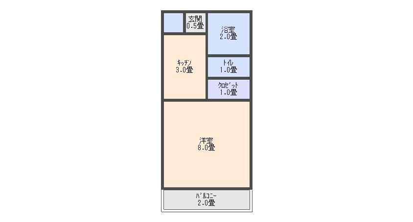 アクアテラス(1K/2階)の間取り写真