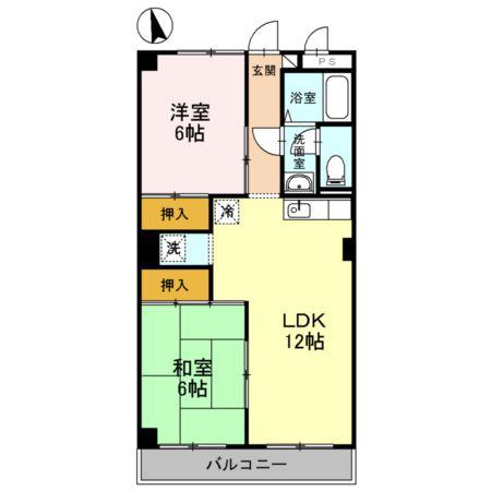 ハイライズ遠藤(2LDK/3階)の間取り写真