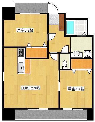 クロノス34田井島II(2LDK/11階)の間取り写真