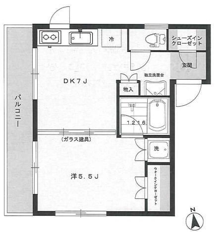 S-FLAT高輪台(1DK/2階)の間取り写真