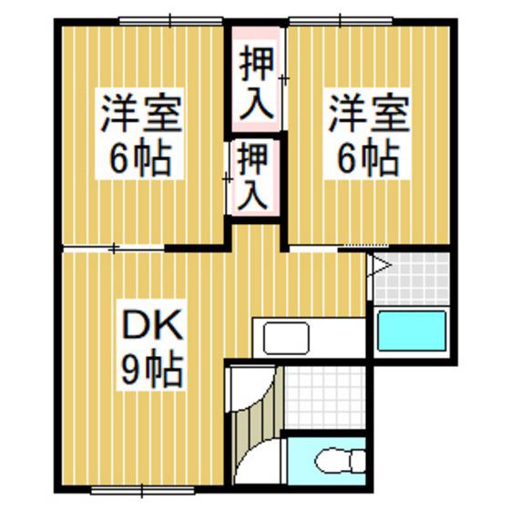 ＪＲ室蘭本線 糸井駅 徒歩43分 2階建 築41年(2DK/2階)の間取り写真