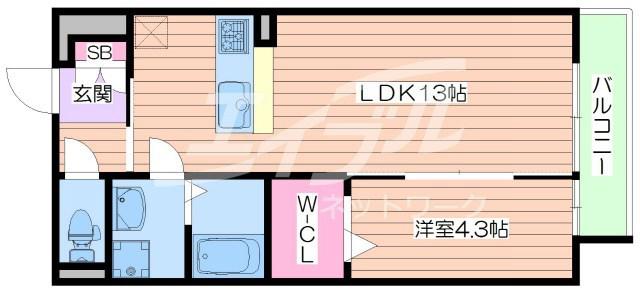 リブリ・メゾン中宮(1LDK/2階)の間取り写真