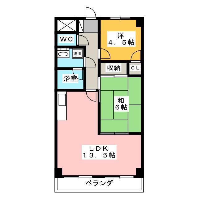 シャルマンコーポ一番館(2LDK/6階)の間取り写真