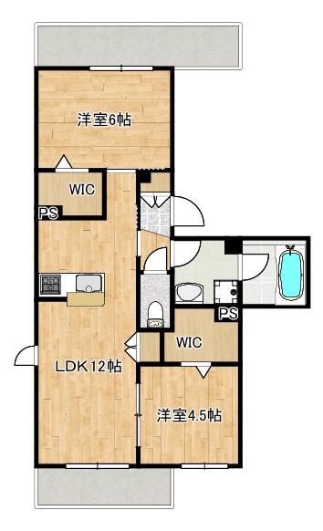 BRILLANTE ブリランテ(2LDK/2階)の間取り写真